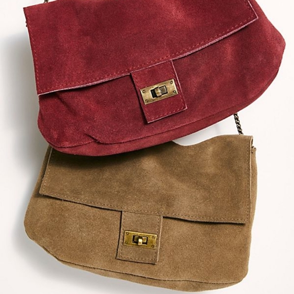 Free People Handbags - Free People Slouchy Suede Shoulder Bag in khaki